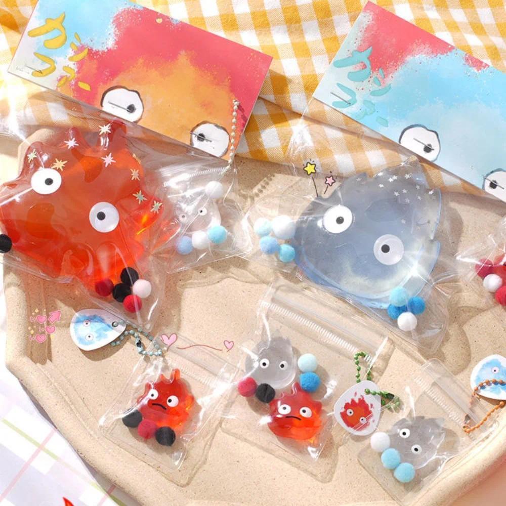 Funny Calcifer Fire Doll Squeeze Toys Anime Keychain Mini Anime Squeeze Bag Kawaii Cartoon Creative 