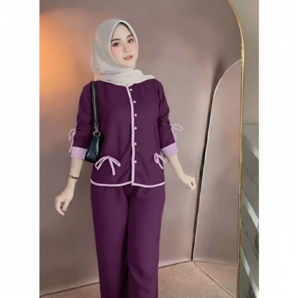 Stelan Wanita Ld 110 120 130 Setelan Cewek Dewasa Jumbo Setellan Muslim Cod Wanset 1Set Kondangan Pa