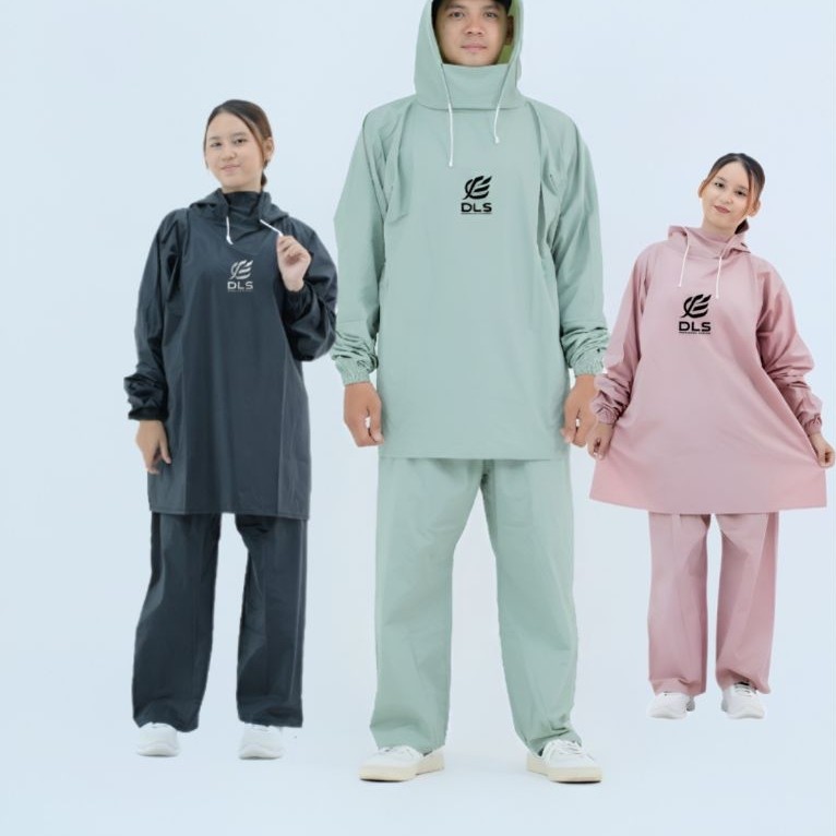 Jas Hujan Hoodie DLS Bahan Pvc Tebal lentur dan Tahan Air Terlaris
