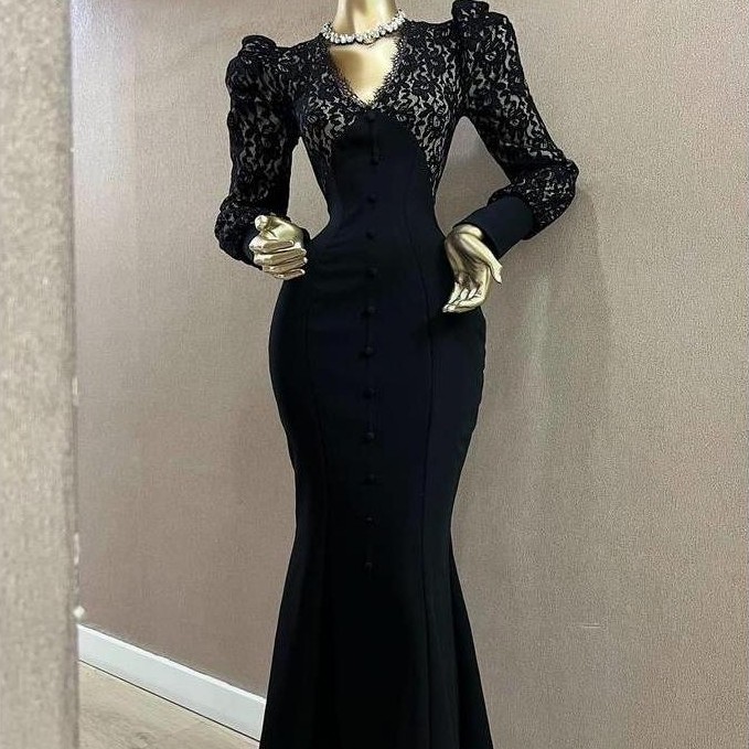 KHUSUS KAMU PRODUK LooWear Luxury Maxi Dress Brukat Duyung Lengan Panjang Premium Scuba Kombinasi Br