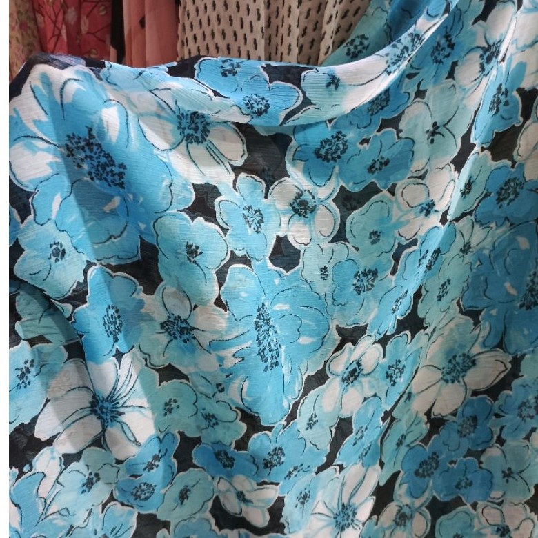 KAIN BAHAN SIFFON MURAH MOTIF BUNGA SIFON PREMIUM GARMEN LQB