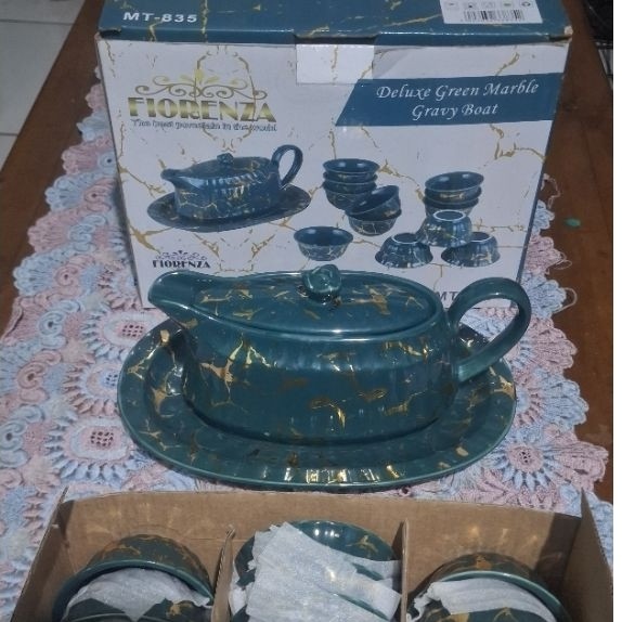 eskan perahu cuka marbel set mangkuk fiorenza 835