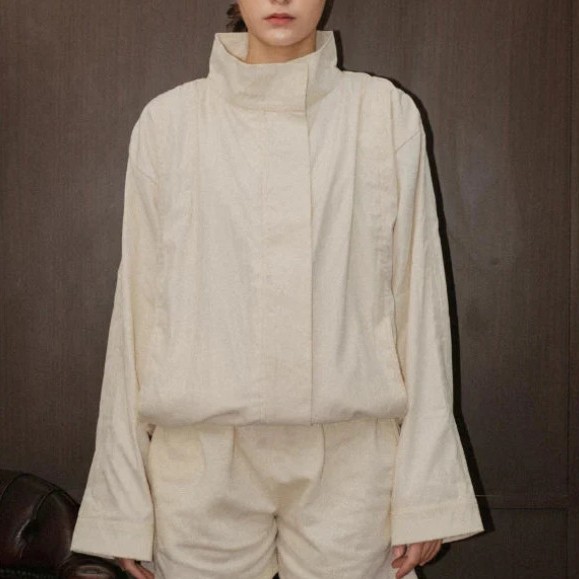 Odette Highneck Jacket Cream - The Auctus