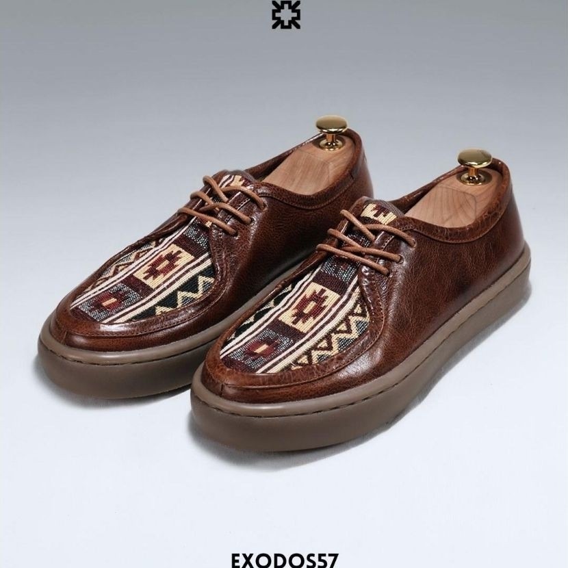 EXODOS57 | Sepatu Kulit Sneakers - NEW TALUPA ETNIK BROWN