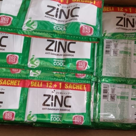 shampo zinc hijau sachet 1 renceng 12+1