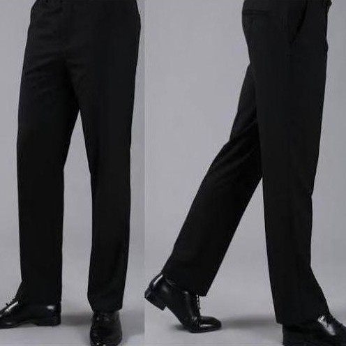 PROMO / Celana Panjang Pria Bahan Katun Licin Goyang formal Sekolah Kerjakantor Warna Hitam Katun Po