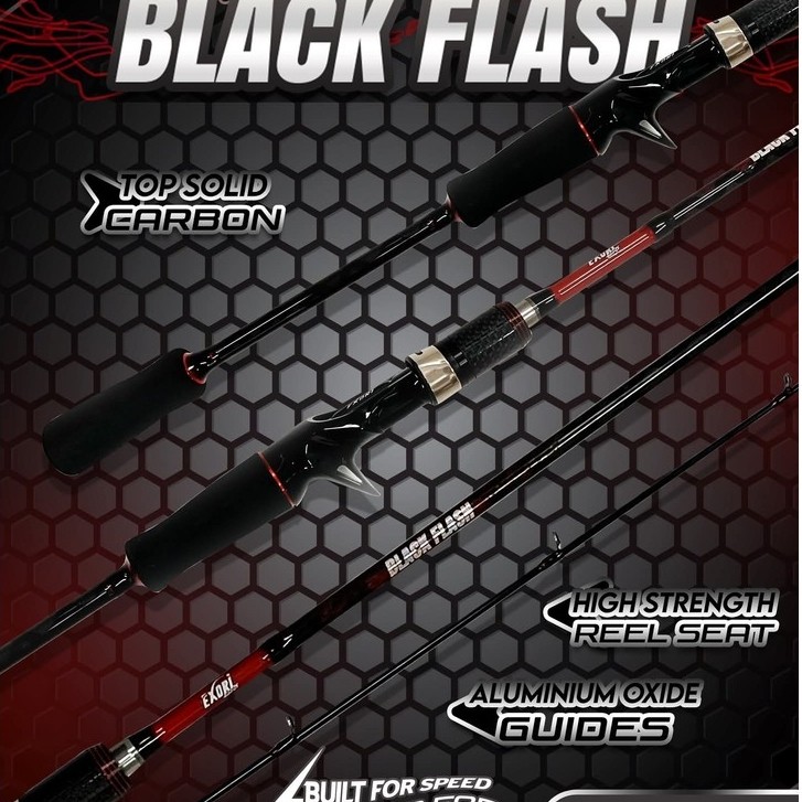 Joran BC EXORI Fishing BLACK FLASH 190 198 [25] Top Solid Carbon Blanks Bait Casting | Sungai Rawa R