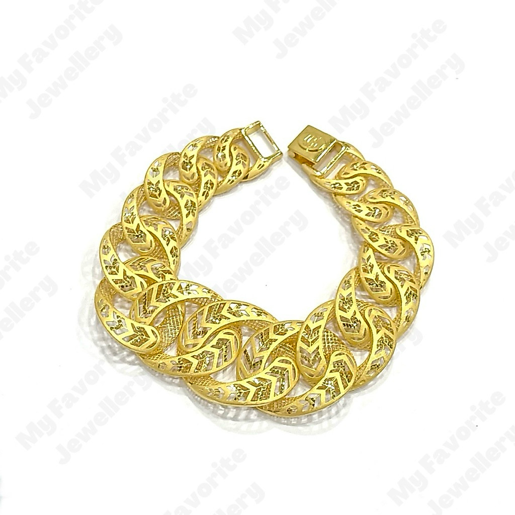 Gelang Klip Sisik Naga Rantai Krawang Merk UBS emas Asli Kadar 875 20K
