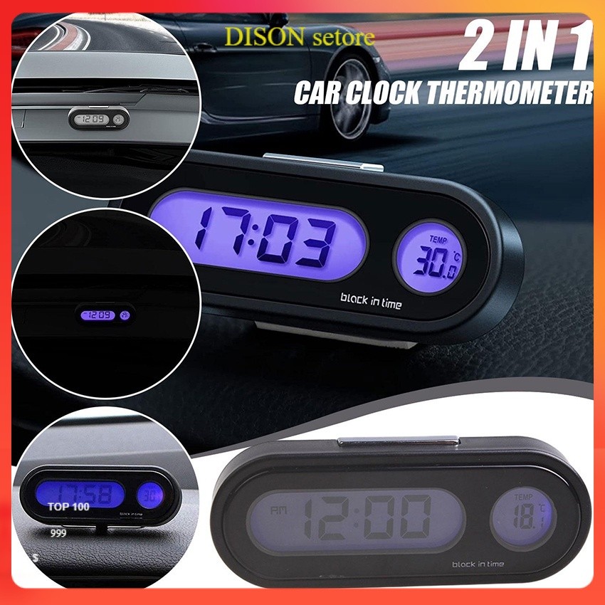 DISON Jam Digital LED dashboard Mobil Blacklight Biru Dengan Termometer Untuk Dashboard Mobil