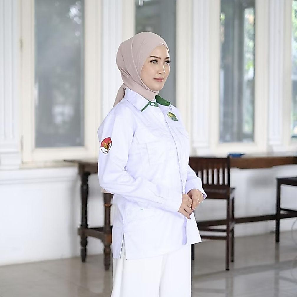 PAKET HEMAT TUNIK PDH KEMENAG PUTIH WANITA LENGAN PANJANG TERBARU 2025 / BAJU WANITA ASN PUTIH / KEM