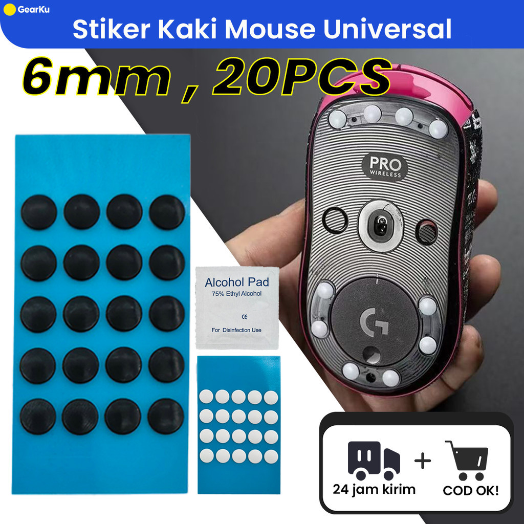 Mouse Feet Universal 20Pcs - Dot Teflon 0.6mm, Licin & Halus, Pengganti Kaki Mouse - 20Pcs Universal