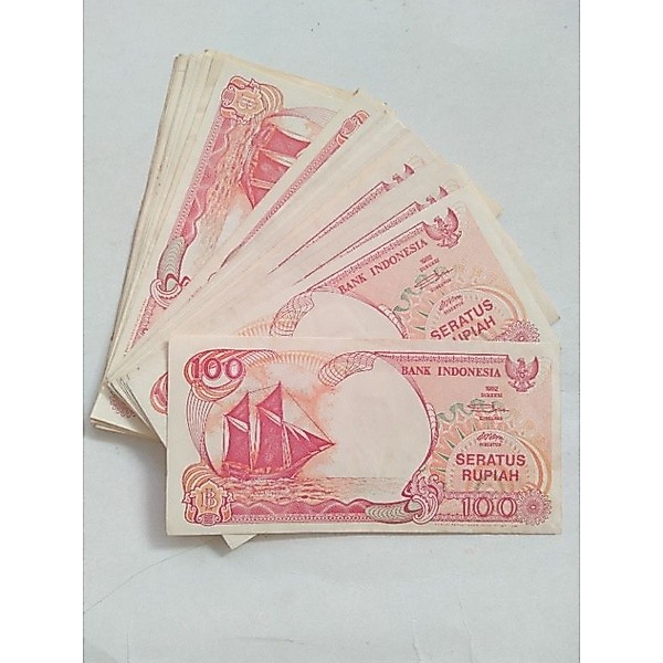 Uang kuno rp100 atau 100 rupiah atau 100 phinisi perahu pinisi prahu