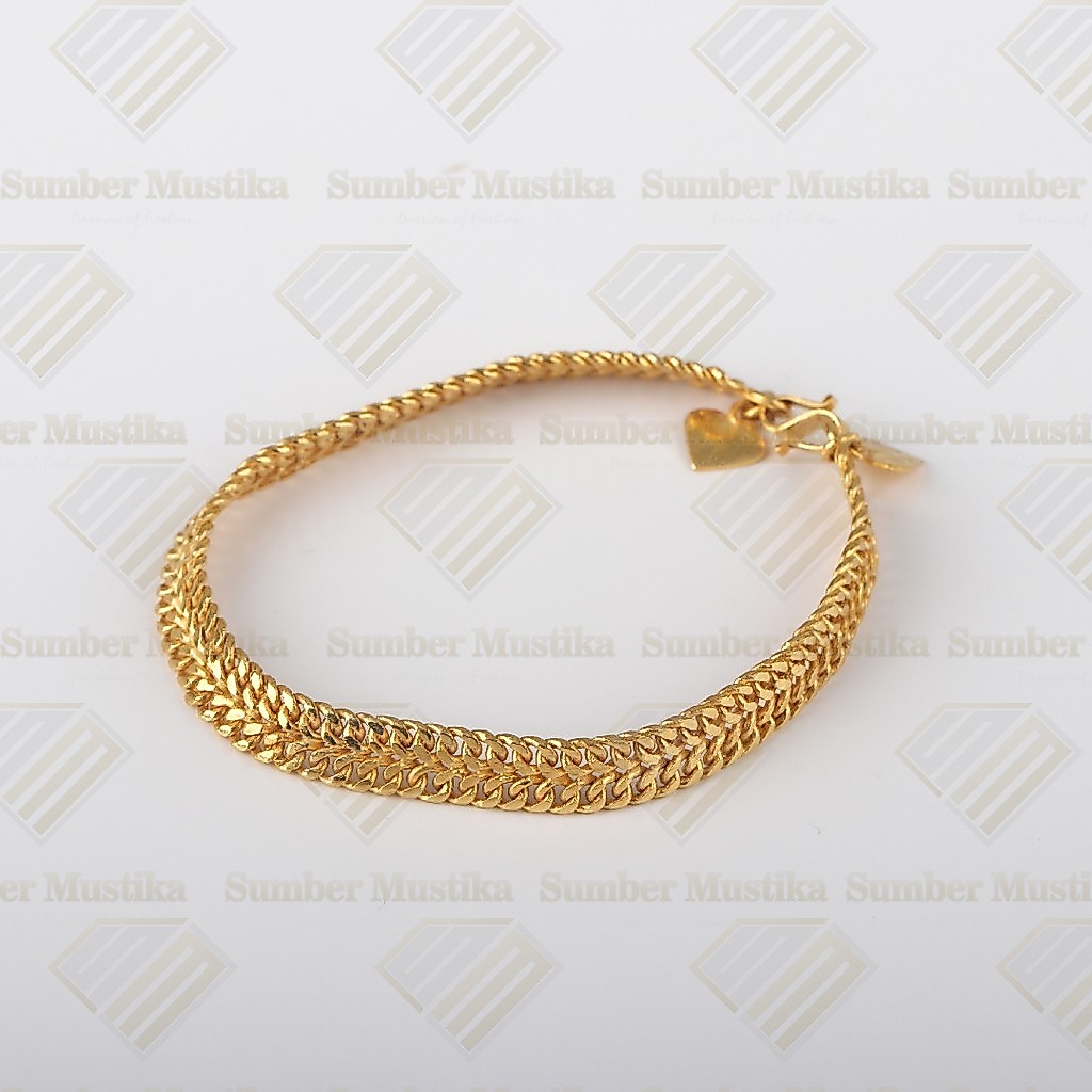 Gelang Tangan Model Jalan Satu Double Emas 24 Karat