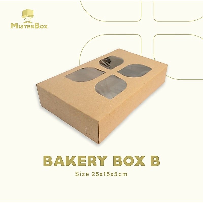 Misterbox Kraft Bakery Box B Window 25x15x5 / dus makanan