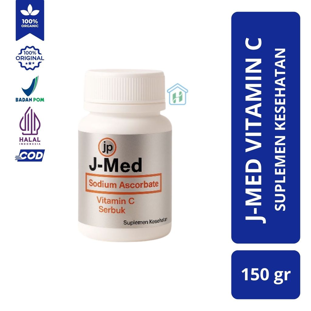 J-MED Vitamin C Serbuk (Sodium Ascorbate) Aman di Lambung - ASLI - BPOM - HALAL