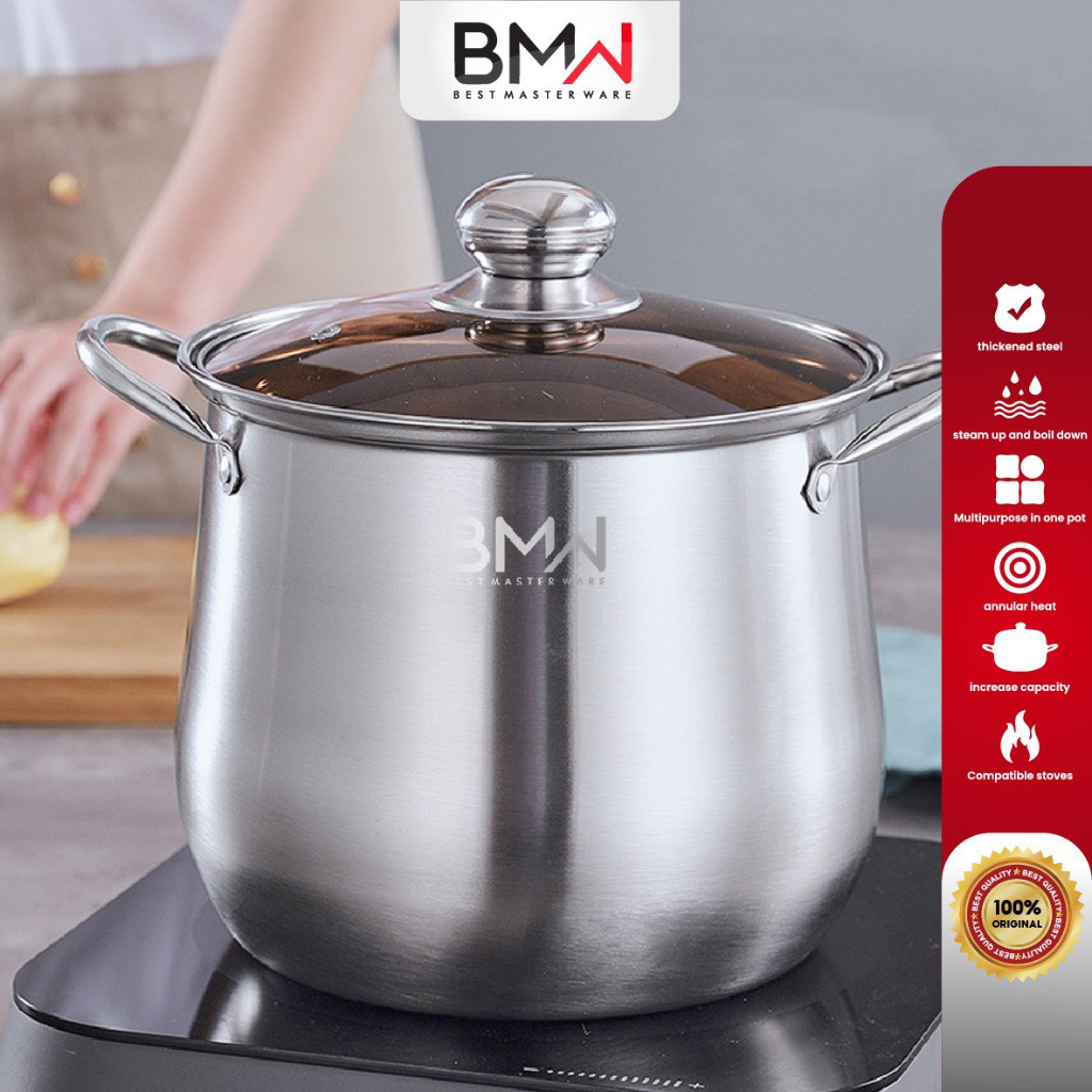 BMW Marsha High Pot Steamer Panci Aladin Panci Marsha High Pot Panci Tinggi Stainless Steel Tebal Ku