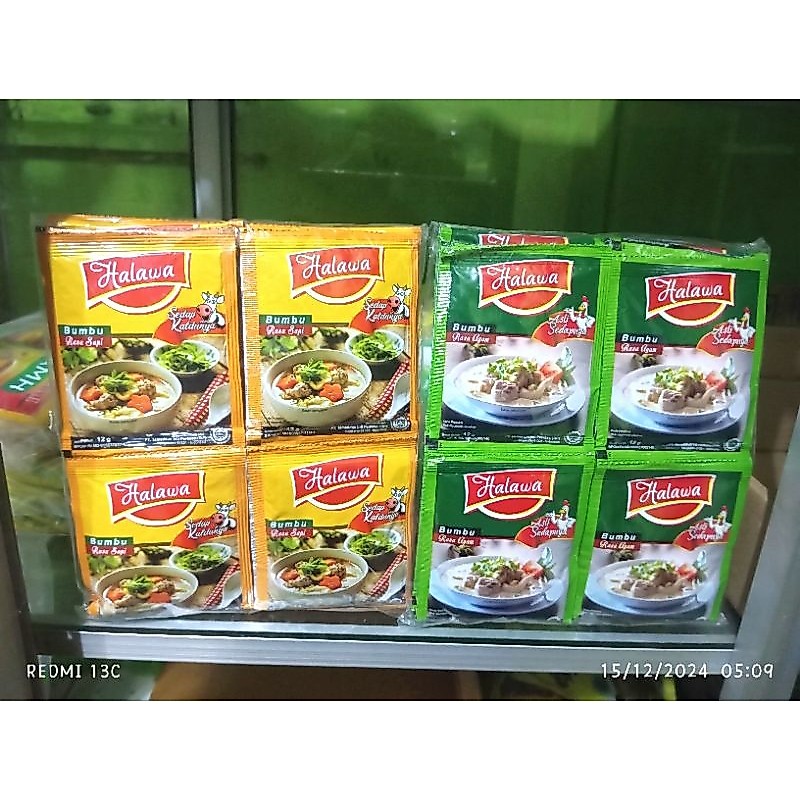 12Sachet Kaldu Halawa @12gr | Kaldu Ayam | Kaldu Sapi | Kaldu Jamur Halawa