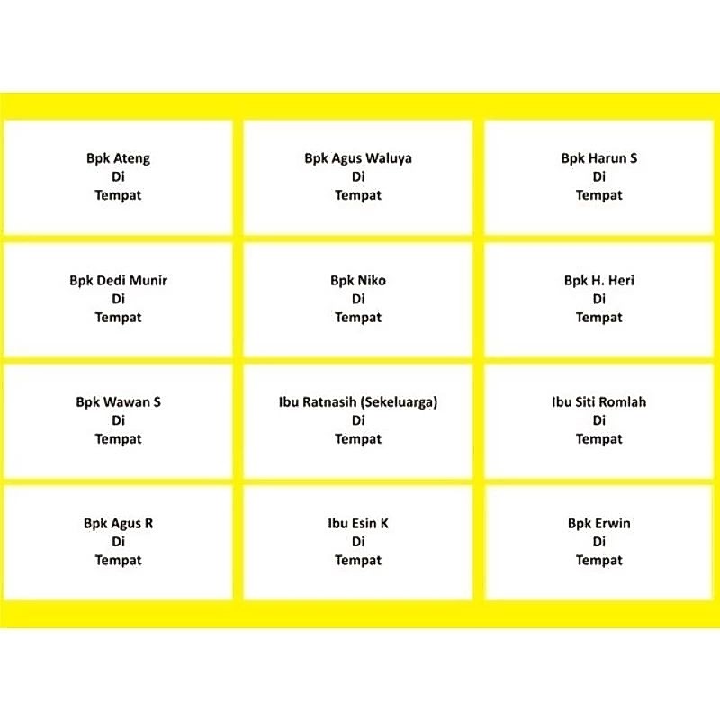 Print Nama + Jasa Ketik Nama Tamu di Label Undangan Murah
