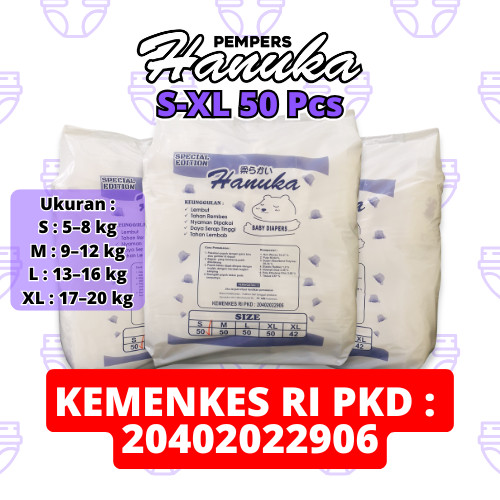 [Jashpay] [50 pcs] PEMPERS HANUKA/BABY DIAPERS PANTS // POPOK CELANA BABY HANUKA
