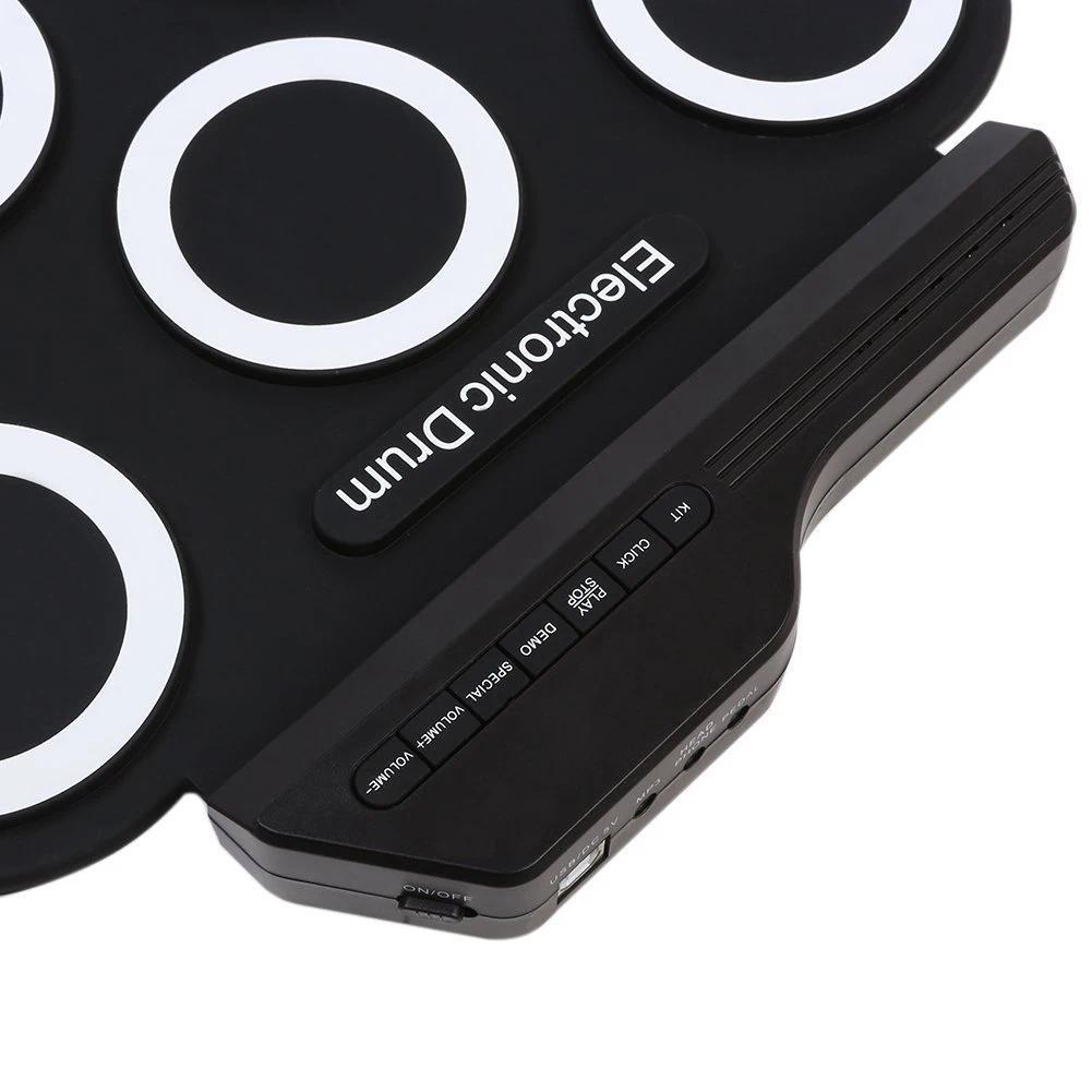 Roll-Up Drum Practice Pad with Drum Pedals and Sticks Electric Drum Pad Silicone Electric Drum Holid