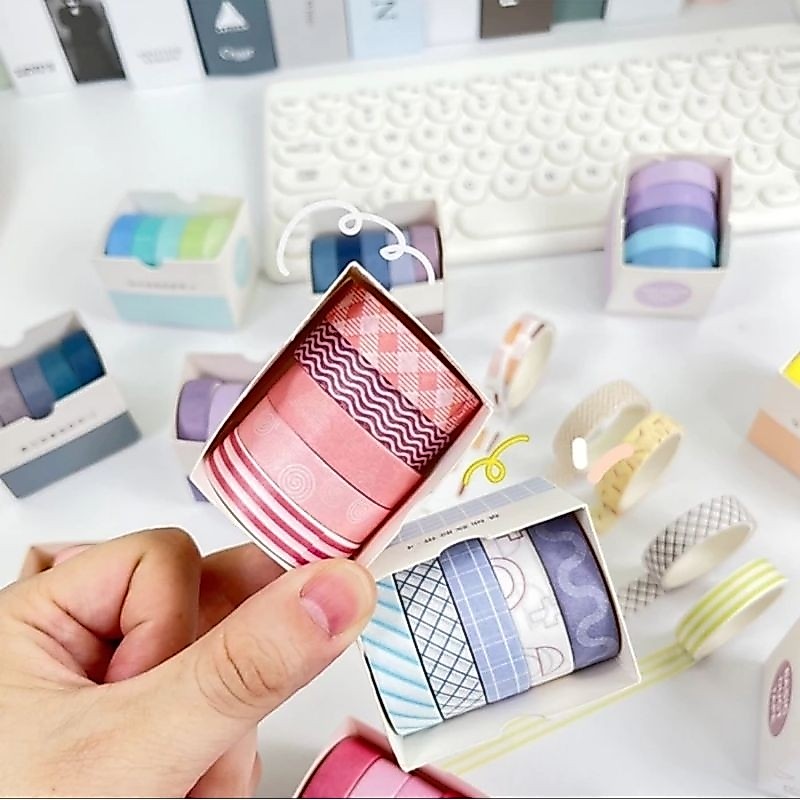 Isolasi Kertas Mini Warna Warni Selotip Kecil Motif Masking Tape Set