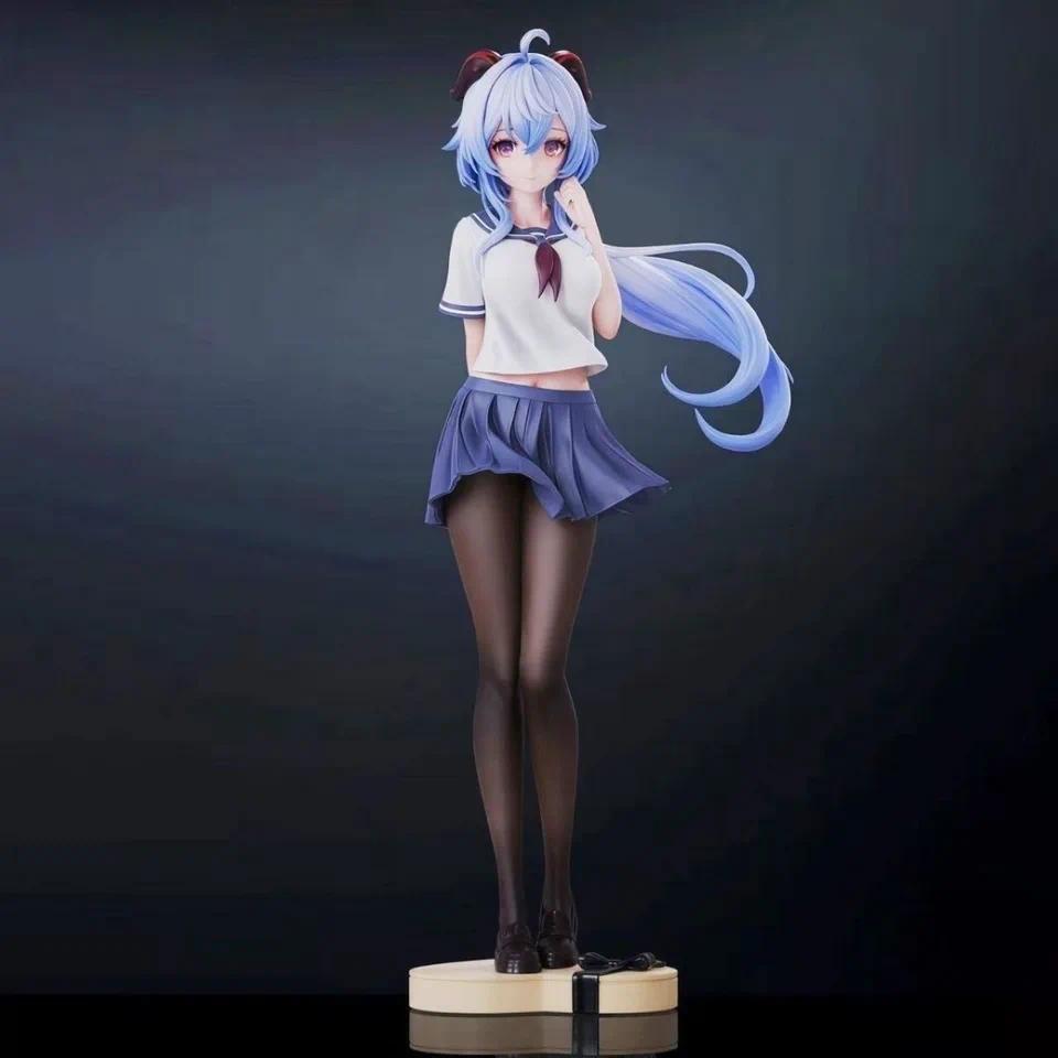 25cm Genshin Impact Figure Ganyu Figure School Uniform Ganyu Figurine Beautiful Girl Gk Statue Model