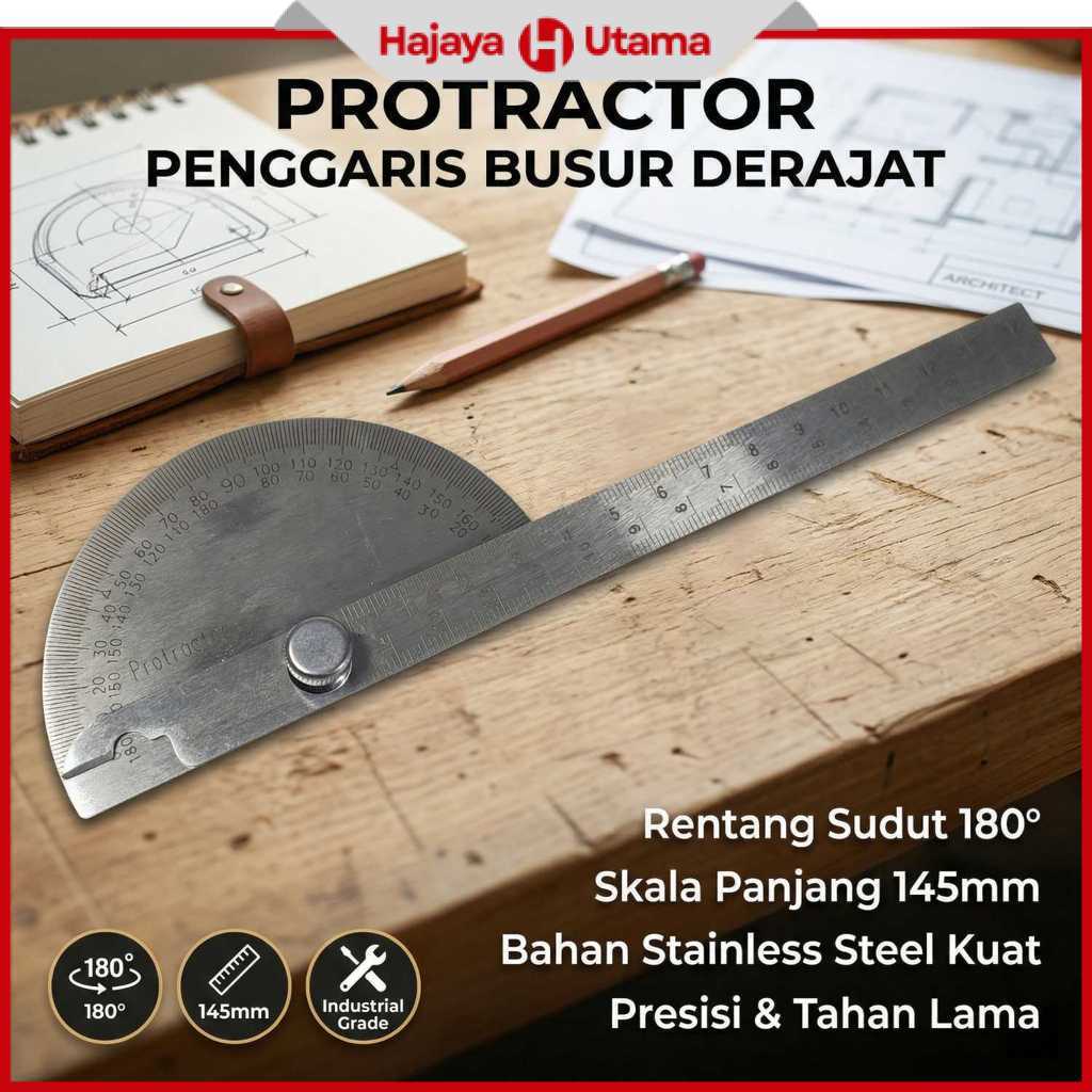 Penggaris Busur Derajat Measuring 145mm 180Degree - PR180
