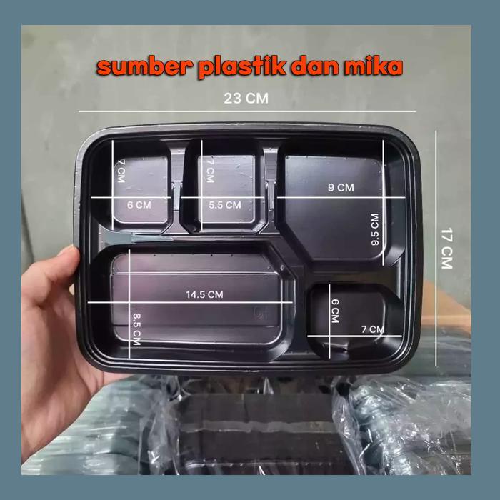 [ 50pcs] MIKA 235 BOX BENTO SEKAT 5 / TRAY BENTO SEKAT 5 TAHAN PANAS MIKA NASI BENTO MIKA HOKBEN
