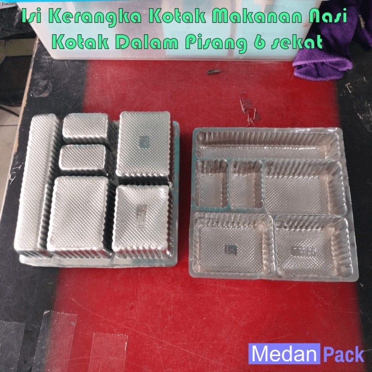 (1000PCS) Mika Sekat 6 Nasi Kotak Dalam Pisang