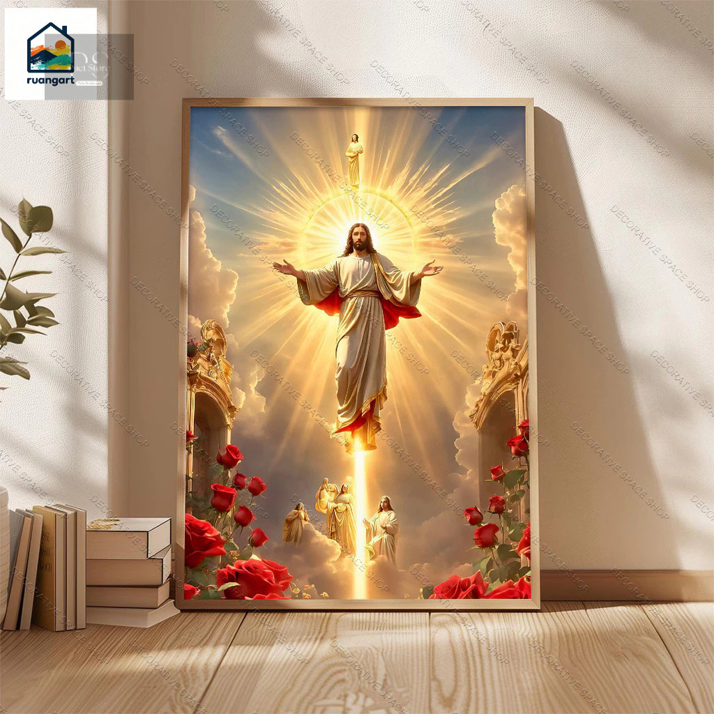 Dekorasi Dinding Kamar 40*60cm Tamu Yesus Kristen, Lukisan Dinding Bulat Tuhan, Dekorasi Dinding Mew