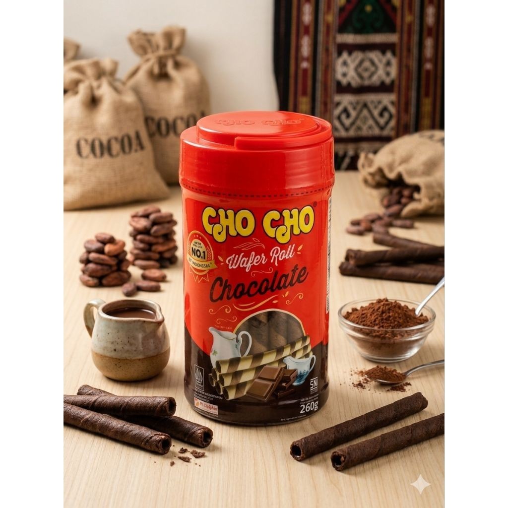 Cho Cho Wafer Chocolate Stick Roll Astor Kemasan Toples Kecil 260gr