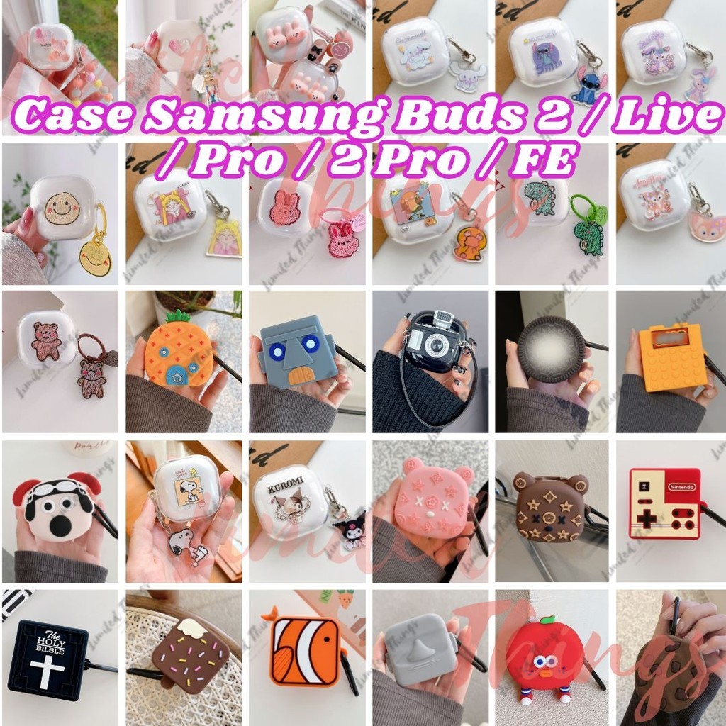SOFT CASE Samsung Galaxy Buds 2 Buds Live FE Airbuds Pro Pro 2 Buds 2 Character Heart Polos Putih