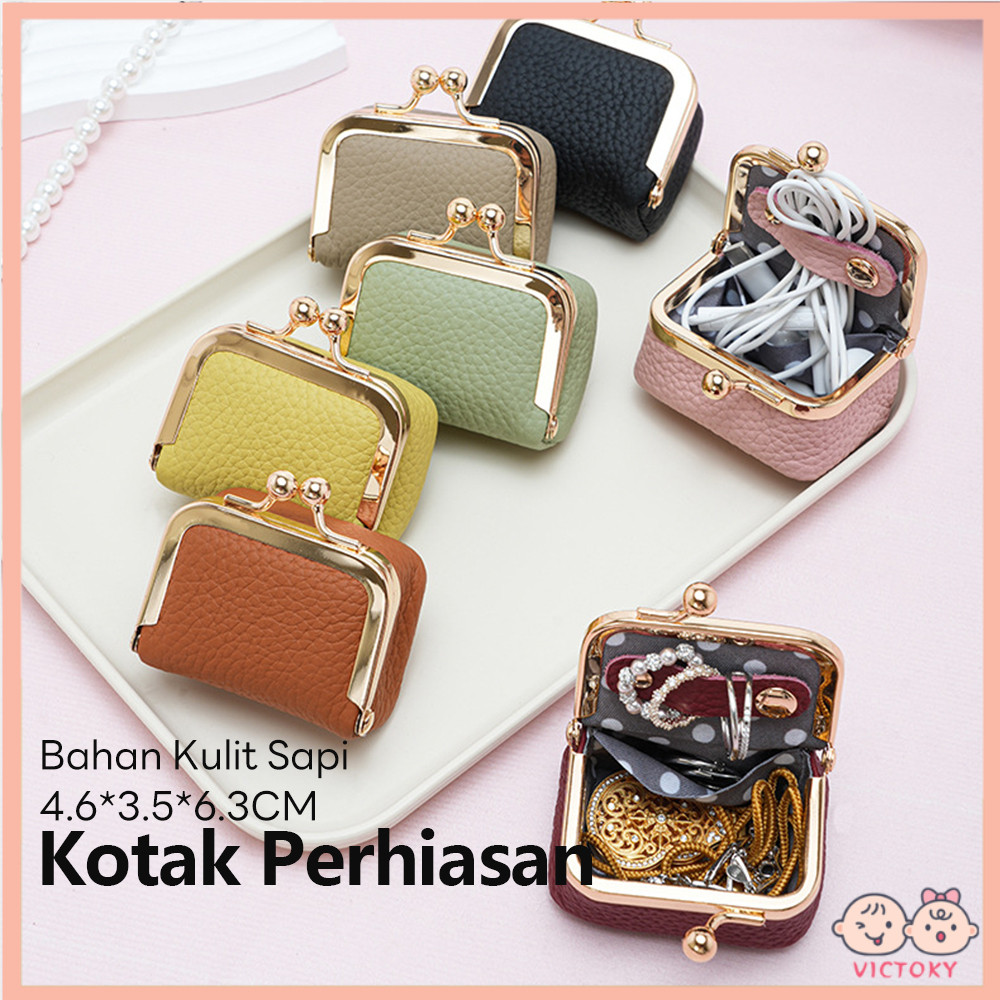Victoky Dompet Koin Dan Kunci Tekan Dompet Koin Wanita Portabel Dompet Perhiasan Mini