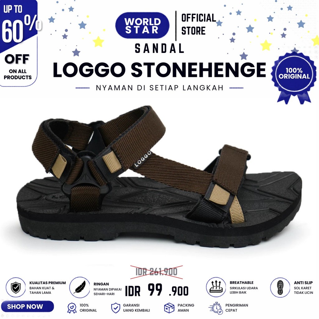 Sandal Gunung Loggo Stonehenge Series - Sandal gunung unisex Coffe size 34 - 43