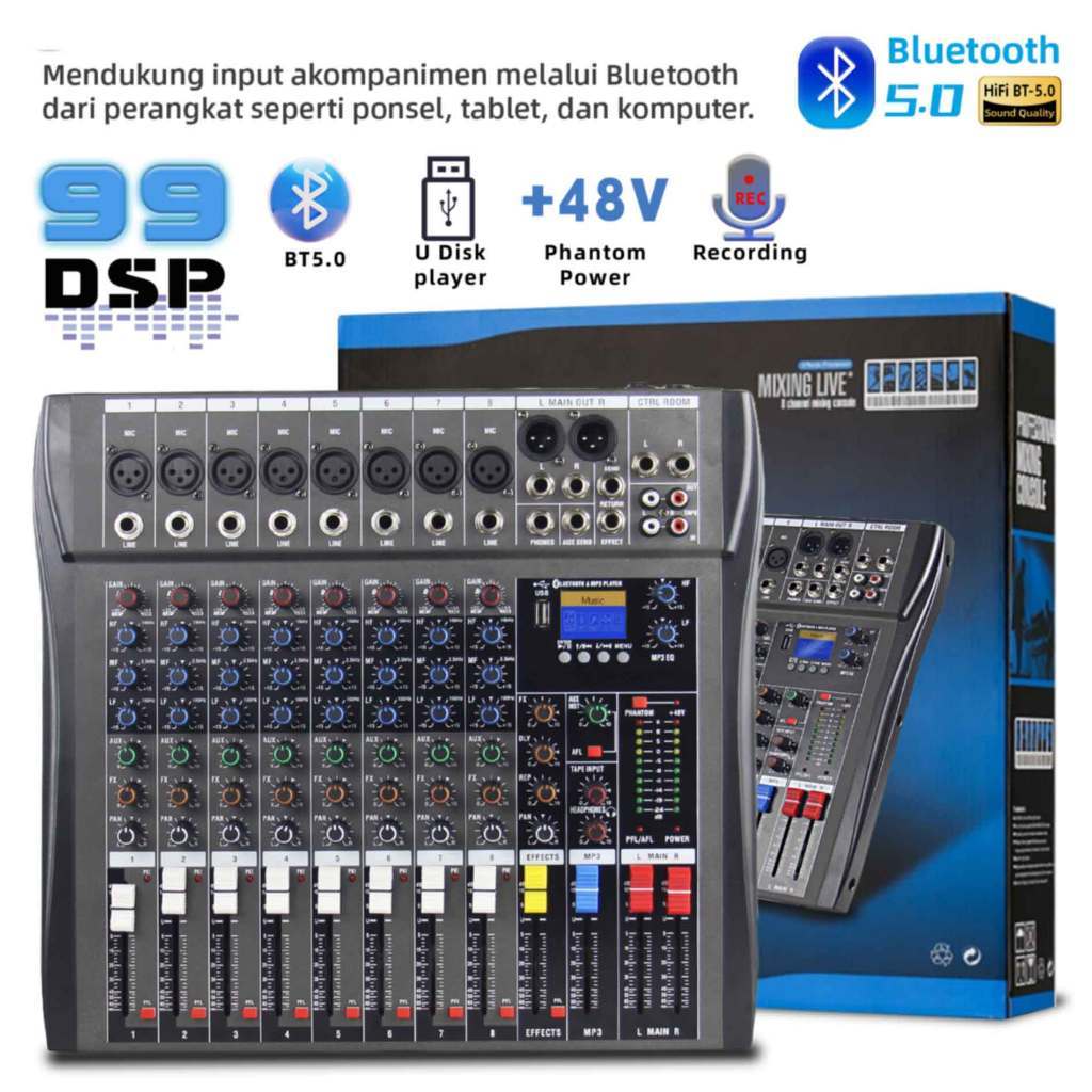 MIXER CT6/CT8/CT12 Audio Mixer with aqulizer Profesional 6/8/12 channel Efek equalizer Mixer audio e