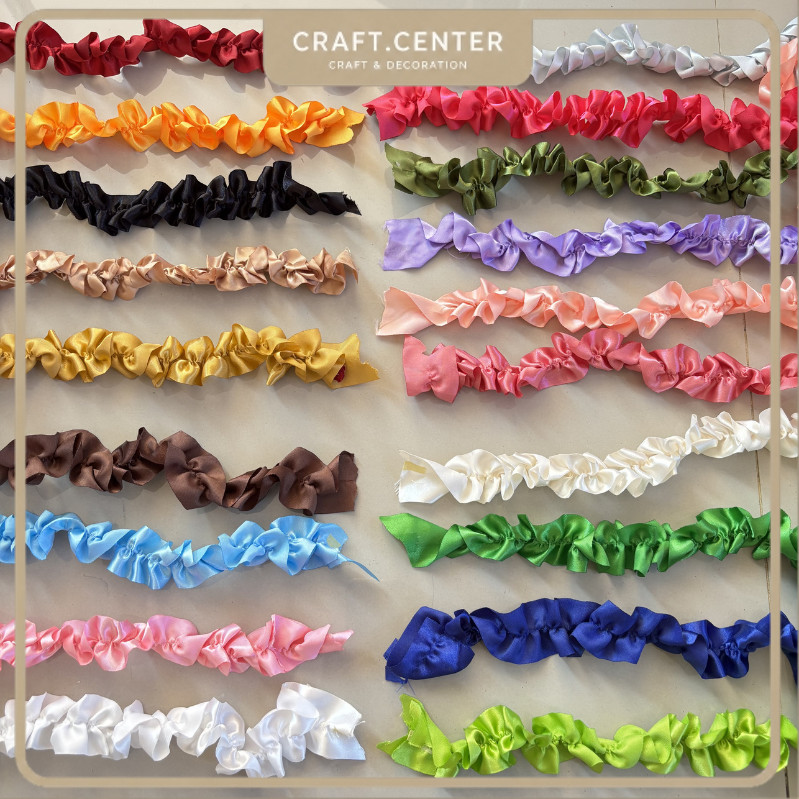 [1 ROLL] RENDA KERUT SATIN 1,5 INCH JAHIT TENGAH - CRAFT CENTER