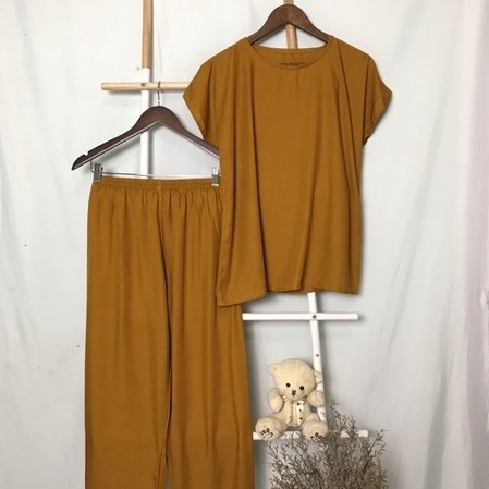 BABYDOLL RAYON POLOS SET CELANA PANJANG PAJAMAS RAYON PAJAMAS POLOS ONE SET WANITA RAYON BEST SELLER