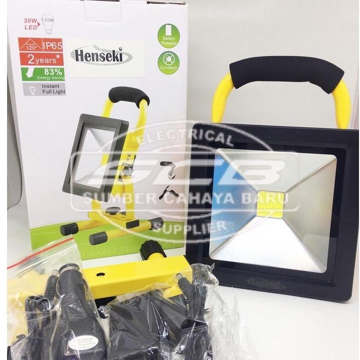 Henseki Rechargeable Flood Light 20 Watt Lampu Sorot Emergency 20W