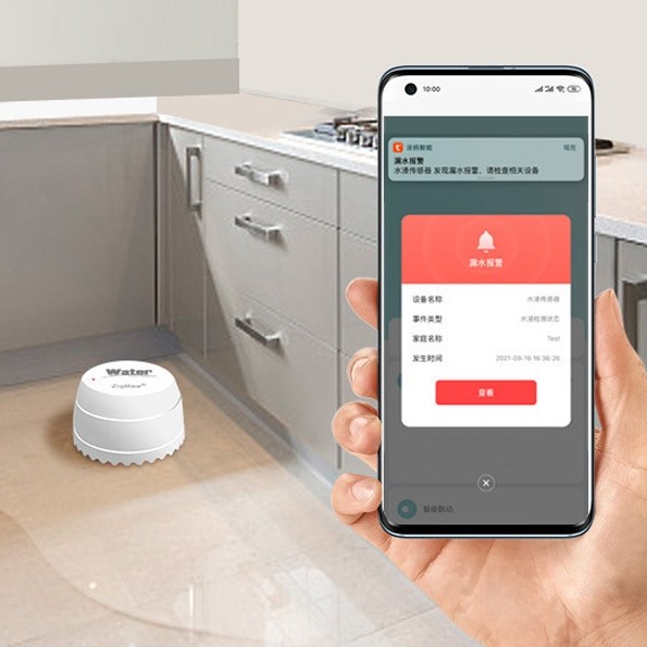 Mini Tuya Zigbee Water Sensor Tuya APP Real Time Monitoring Intelligent Linkage Tuya Valve or Valve