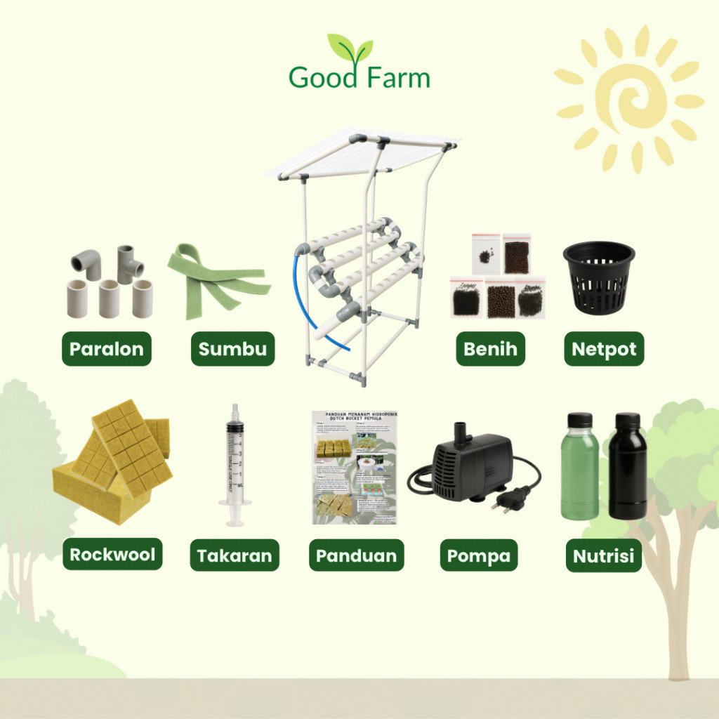 NEW GoodFarm - Paket Instalasi Hidroponik DFT Plus Atap TERLARIS