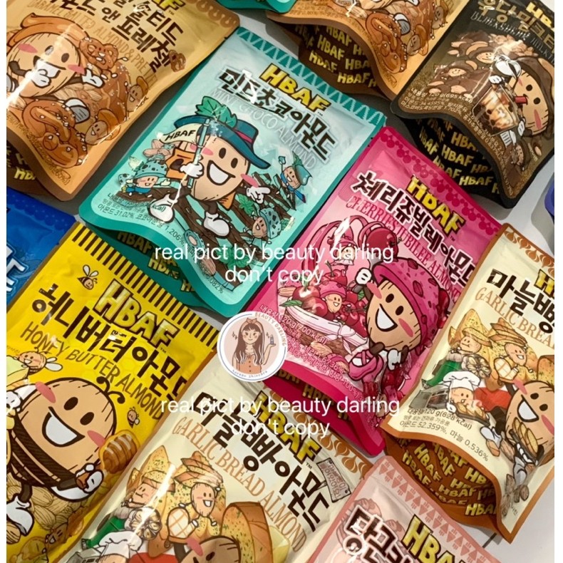 READY SIAP KIRIM HBAF ALMOND 120GR KOREA | HONEY BUTTER GARLIC BREAD COOKIES AND CREAM MINT CHOCO BL