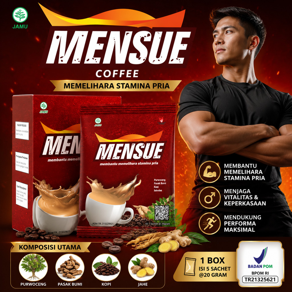 kopi herbal mensue kopi ekstra jahe purwaceng isi 5 Sachet @20gram