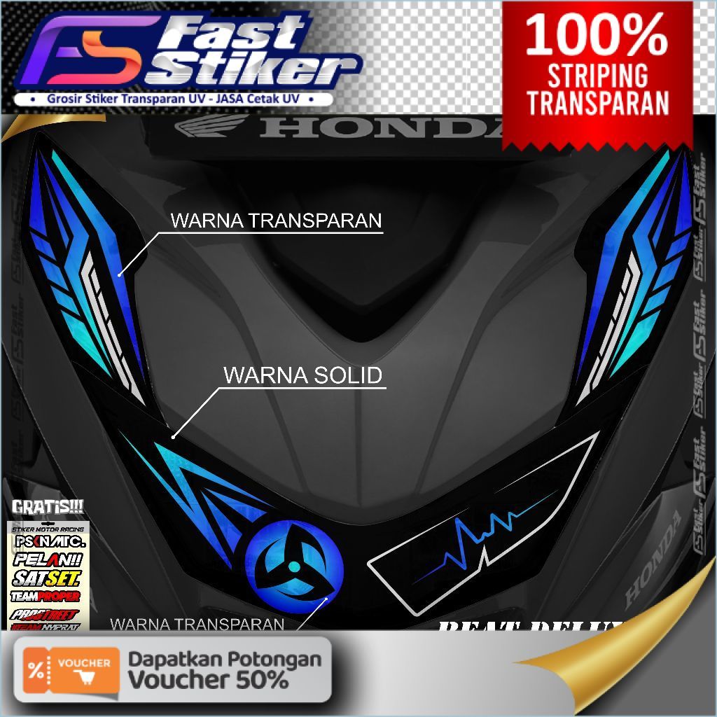 Stiker Lampu Beat Deluxe 2020 - 2022 / Sticker Transparan Variasi Lampu Alis Motor Honda Beat Deluxe