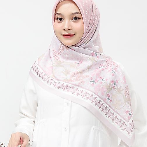 Remaya Khalisa Scarf Hijab Segiempat Voal Jilbab Motif Elegan Premium
