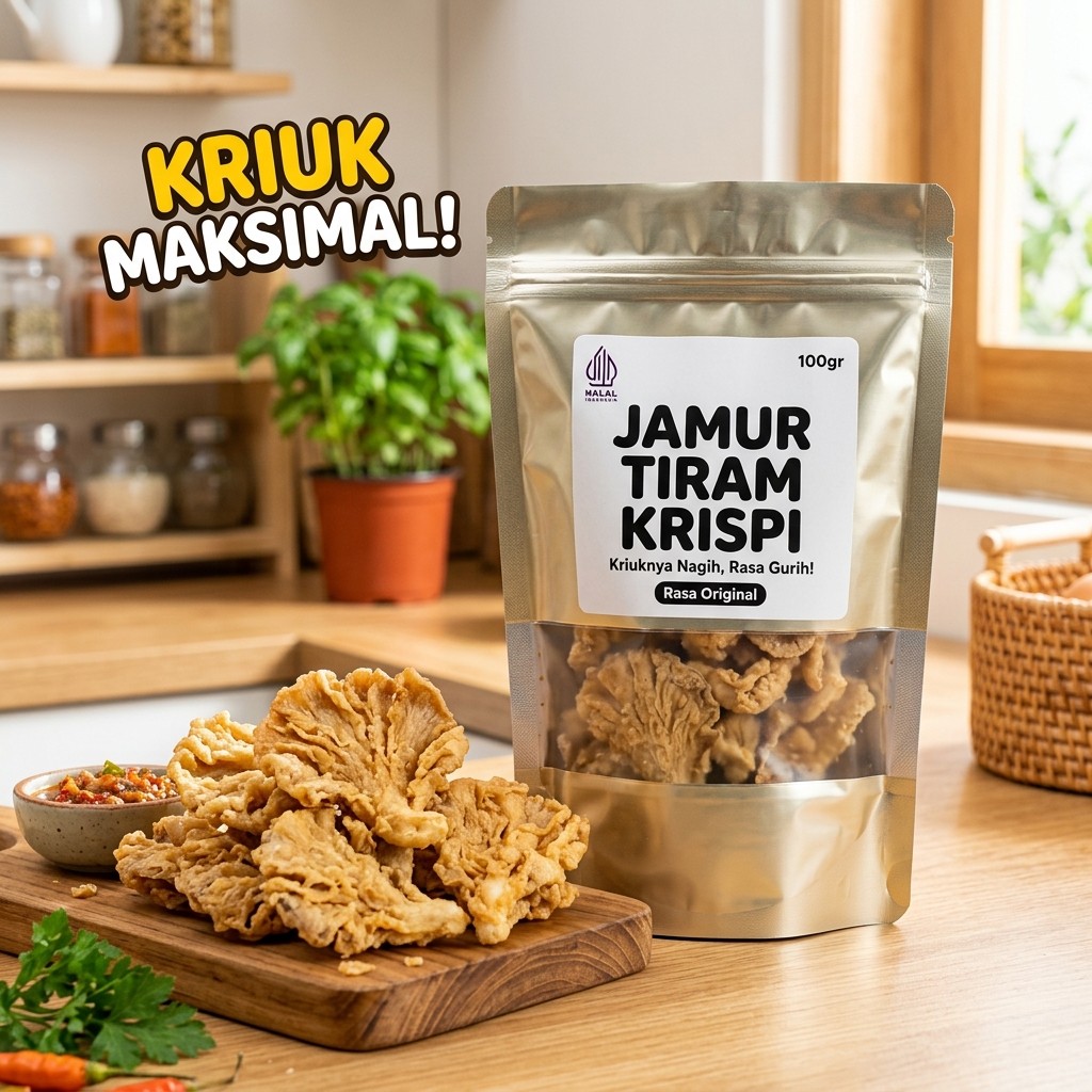 Keripik Sayuran Kering Jamur Tiram Premium 100gr - Kripik Snack Crispy Camilan Diet Sehat