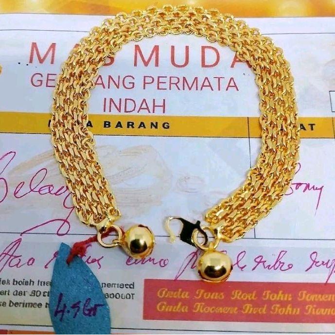 GELANG TANGAN WANITA EMAS MUDA MOTIF TIKAR JUMBO TERBARU Bracelets