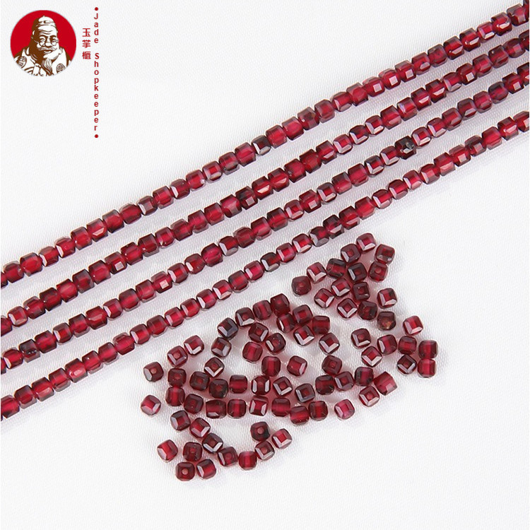 Natural 7A gigi ungu manik-manik garnet hitam, manik-manik longgar gula batu DIY gelang manik-manik 