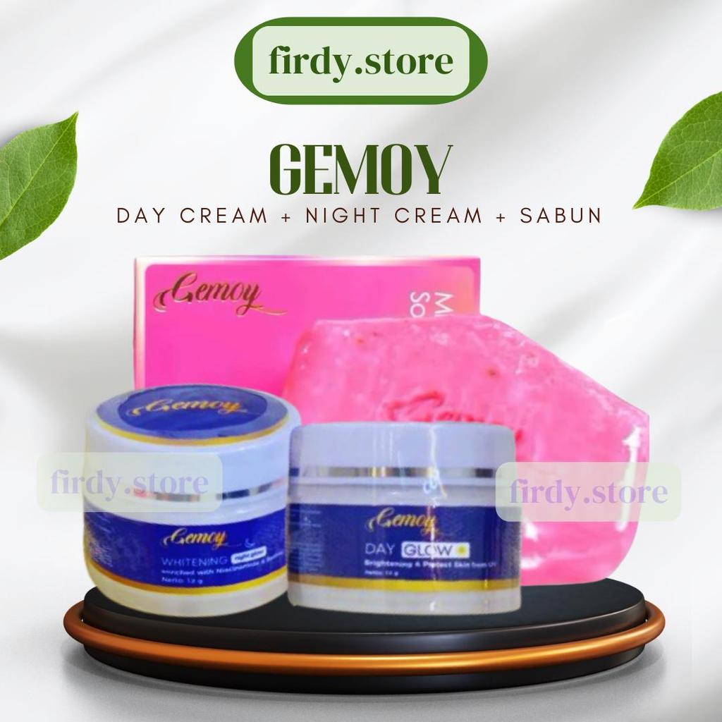 BUNDLING Gemoy Day Cream + Night Cream + Milky Rose Pinky Soap - Mencerahkan serta Mengglowingkan Wa