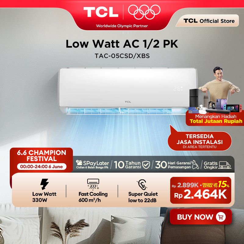 TCL AC TAC 05 CSD/XB 0.5 PK AC Low Watt [INDOOR + OUTDOOR ONLY] - 1/2 PK Mini Full Set - 1 2 PK Baru