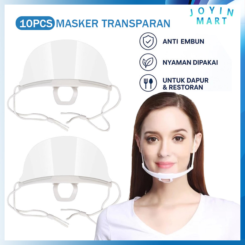10PC Masker Masak Penutup Mulut Transparan Masker Plastik Penutup Mulut Restoran Transparan